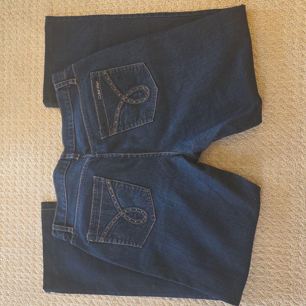 Calvin Klein Jeans Womens Dark Blue Bootcut Jeans Size 14